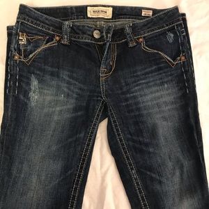 Designer Mek distressed blue jeans